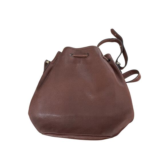 Redwall Italy Leather Drawstring Bucket Bag Etro Paisley Lining Brown Flaw - Picture 3 of 5